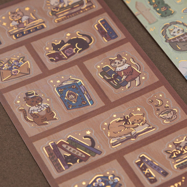 キラキラネコページ Tsuki 'Vintage Neko' Sticker Set ☾ – NotebookTherapy