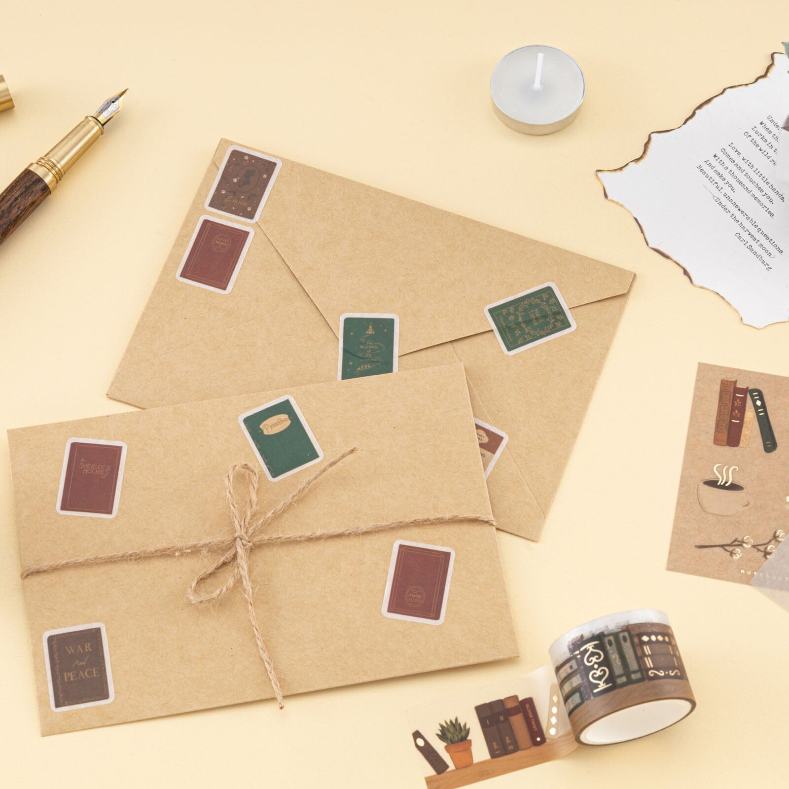 Washi tape stickers on envelope