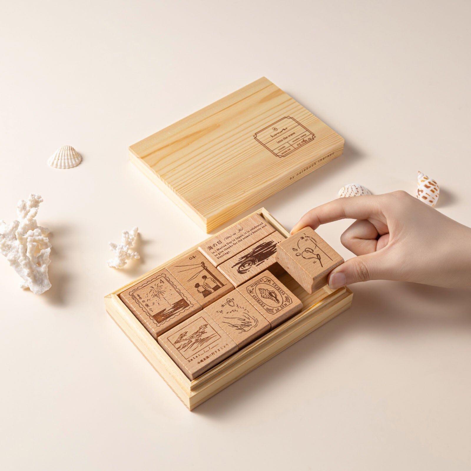 Hinoki - ‘Into the Wave’ Wooden Stamps Set