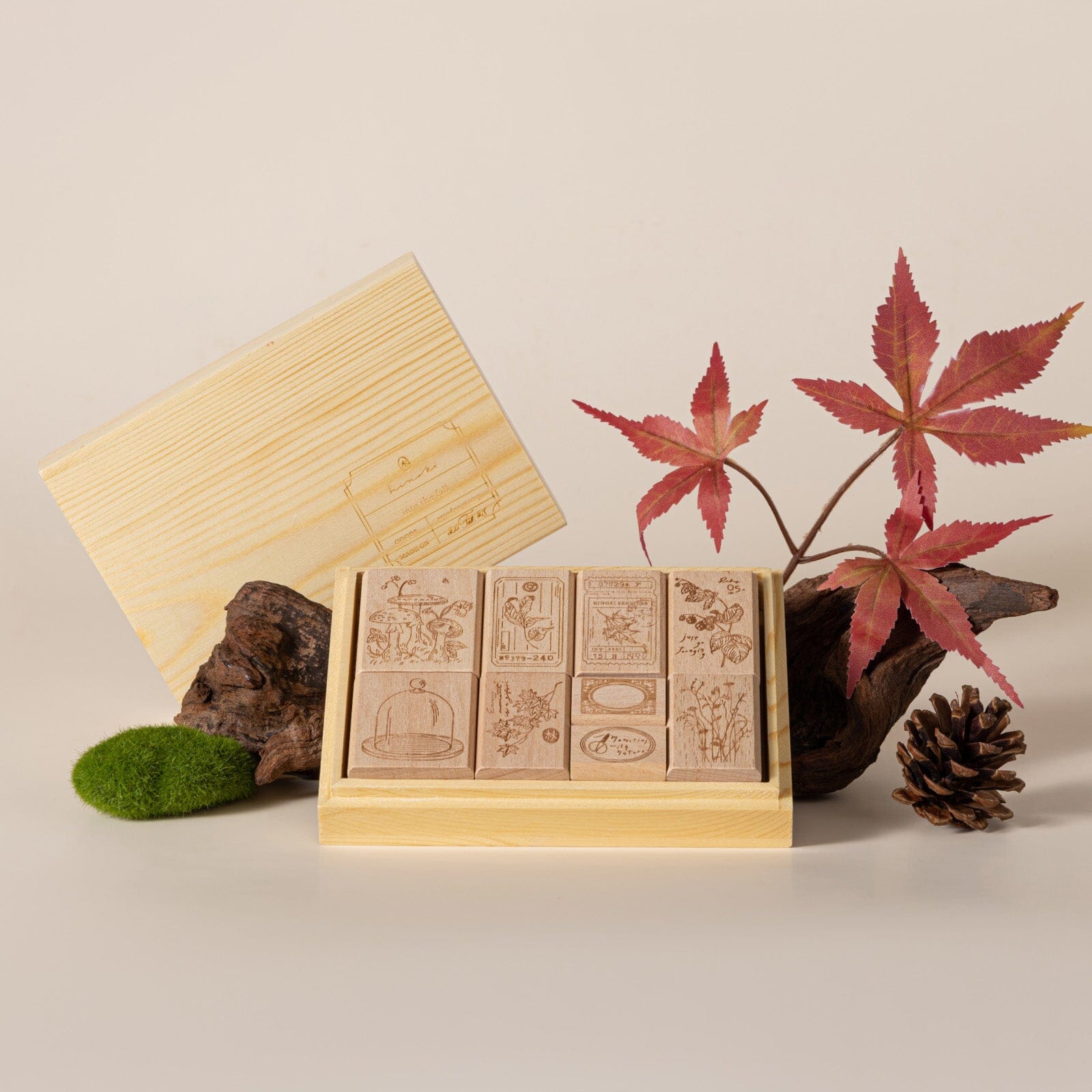 Hinoki - ‘Into the Fall’ Engraved Wooden Stamps Set