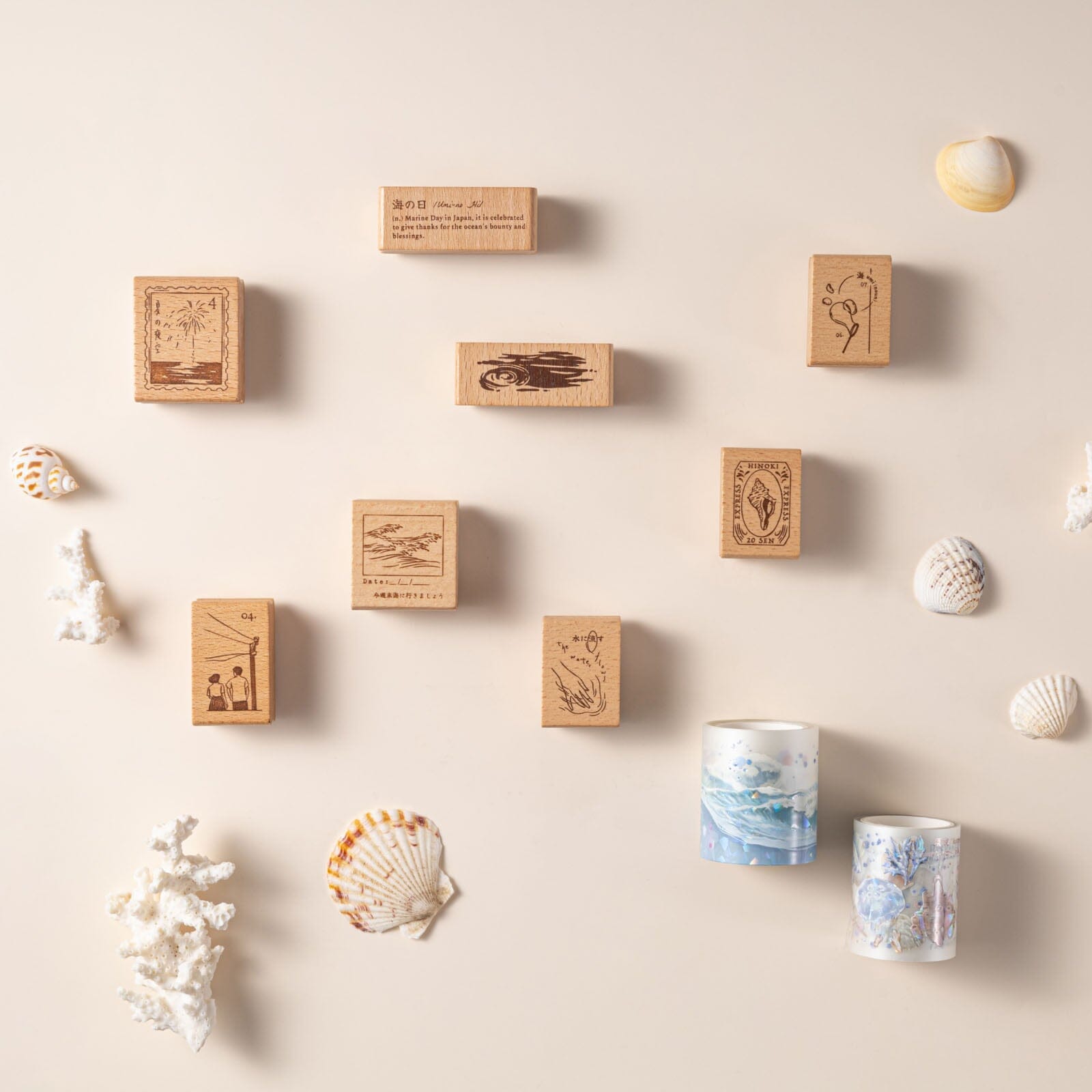 Hinoki - ‘Into the Wave’ Wooden Stamps Set