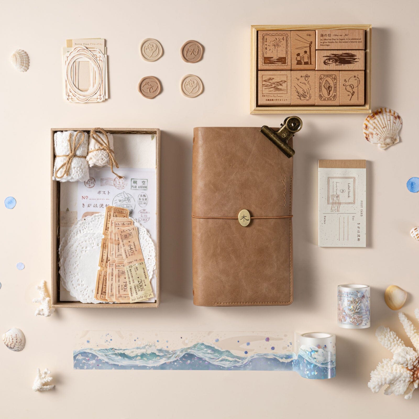 Hinoki - ‘Into the Wave’ Wooden Stamps Set