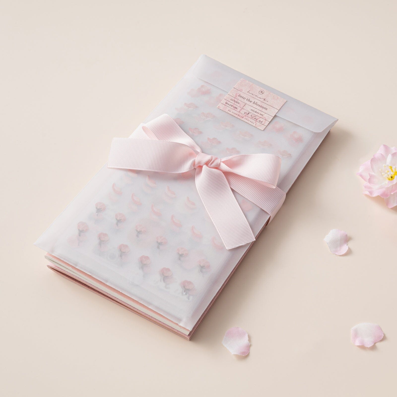 Hinoki Into the Blossom mixed insert + sticker set wrapped with pink ribbon