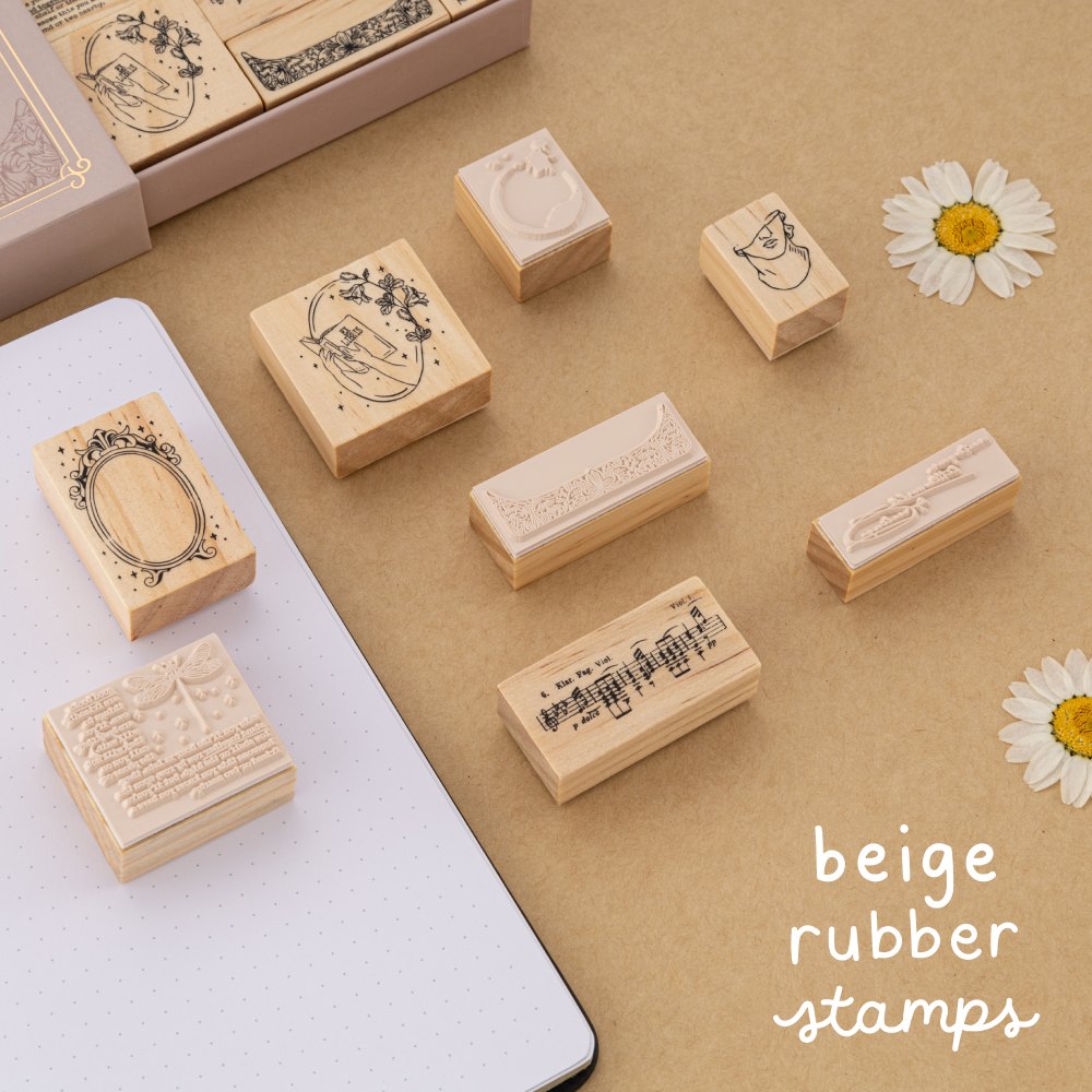 Light Academia beige rubber stamps