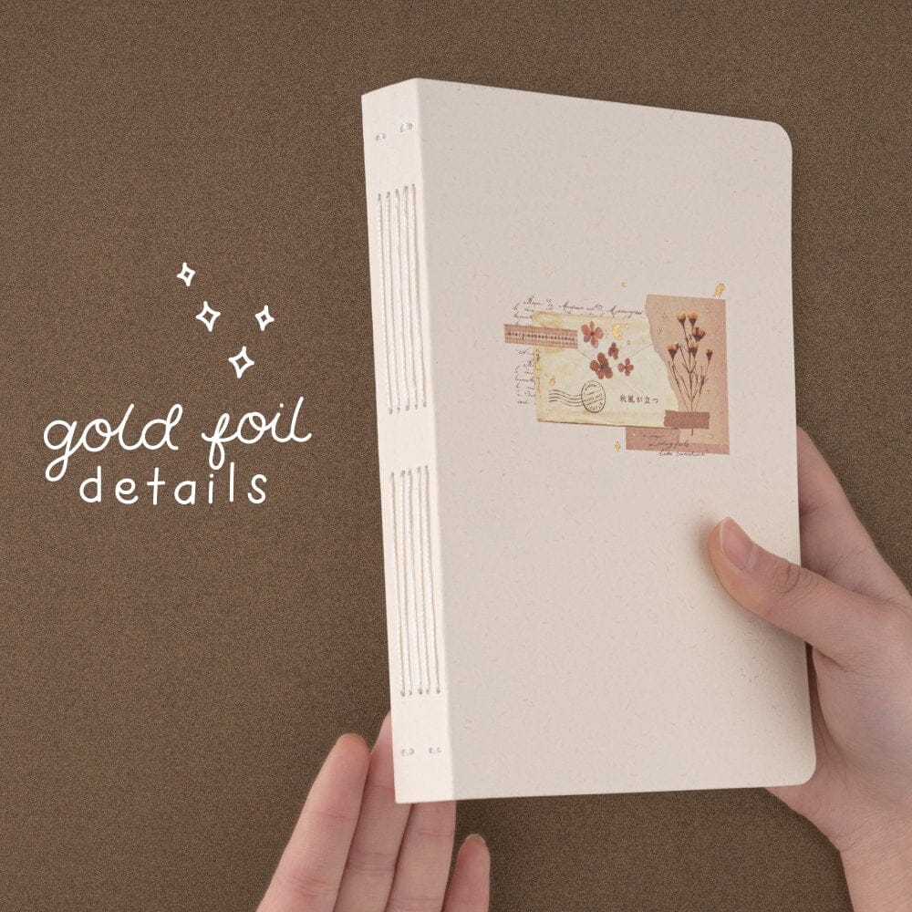 Gold foil details on the tsuki junk journal notebook cover