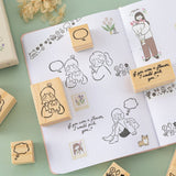 Tsuki Happy Day stamps on bullet journal page