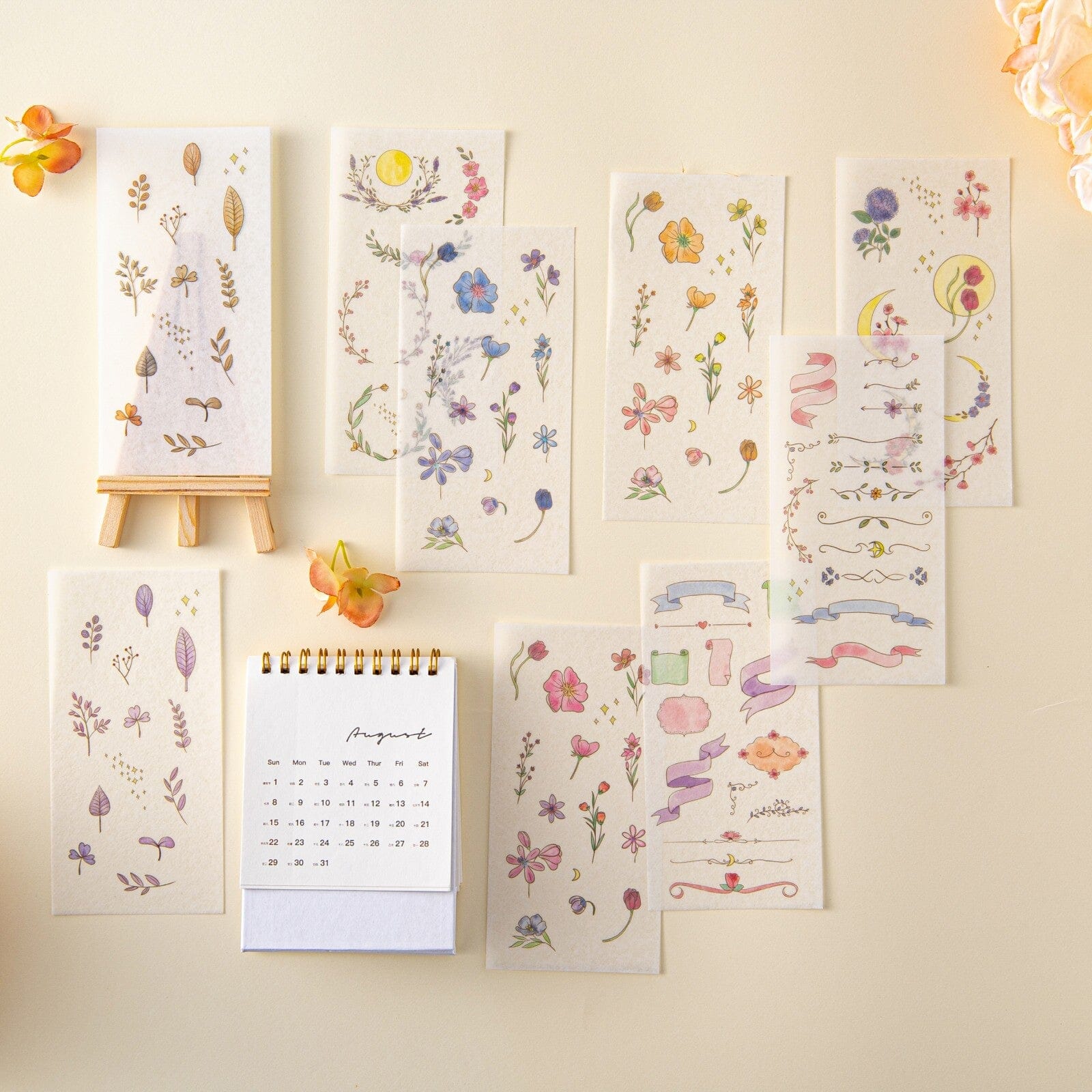 Tsuki ‘Watercolour Garden’ Stickers - Set Of 10