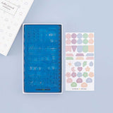 Tsuki Bullet Journal Set in Sky Blue with free stickers sheet and eco-friendly gift box packaging on light blue background