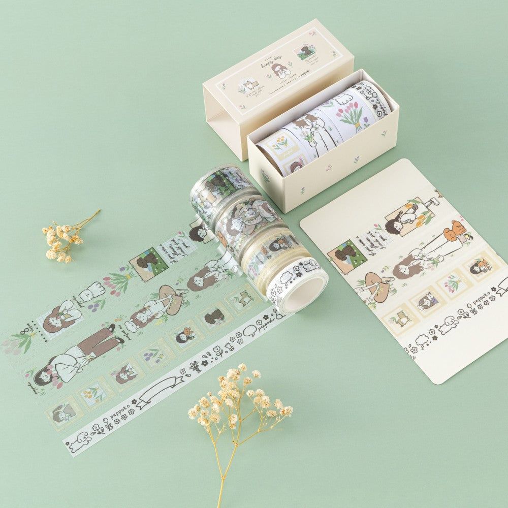 Happy Day writing washi tape on envelope edges