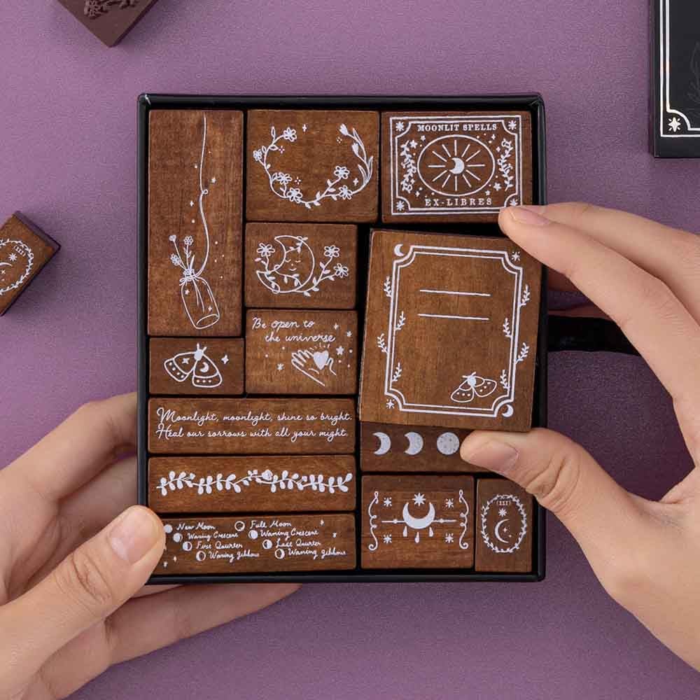 Close up of Tsuki ‘Moonlit Spells’ Bullet Journal Stamps