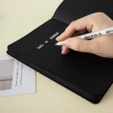 white gelly roll writing on black page bullet journal