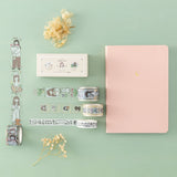Tsuki Happy Day flatlay with washi tape and stamp set
