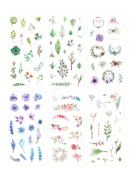 Watercolour Plants + Flowers Stickers - Set of 6!