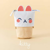 Tsuki ‘Four Seasons’ Embroidered Pop-Up Pencil Case by Notebook Therapy x Milkkoyo in kitty in honey yellow background