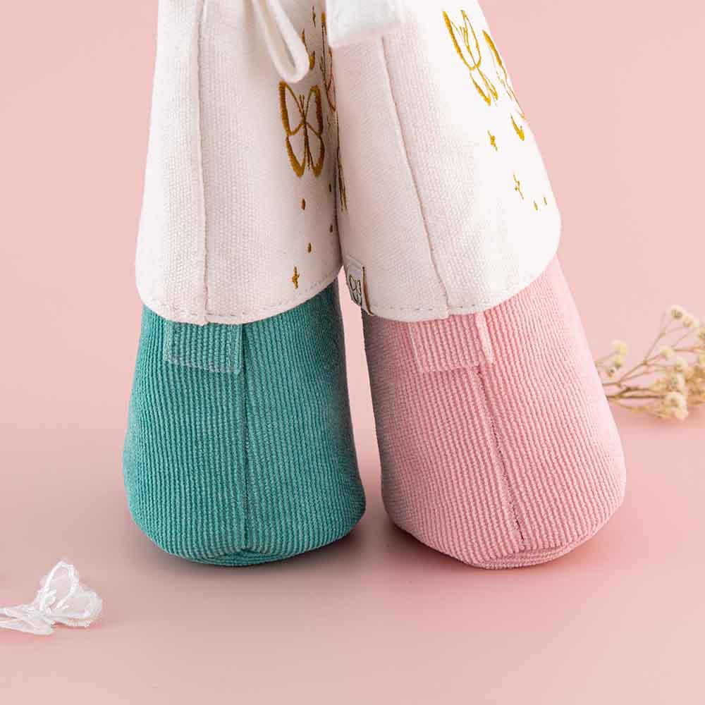 Tsuki ‘Flutter + Dream’ Pop-Up Pencil Cases by Notebook Therapy x Pelinkan in teal and pastel pink with Tsuki ‘Flutter + Dream’ Washi Tapes by Notebook Therapy x Pelinkan with butterflies and dried flowers in pastel pink background