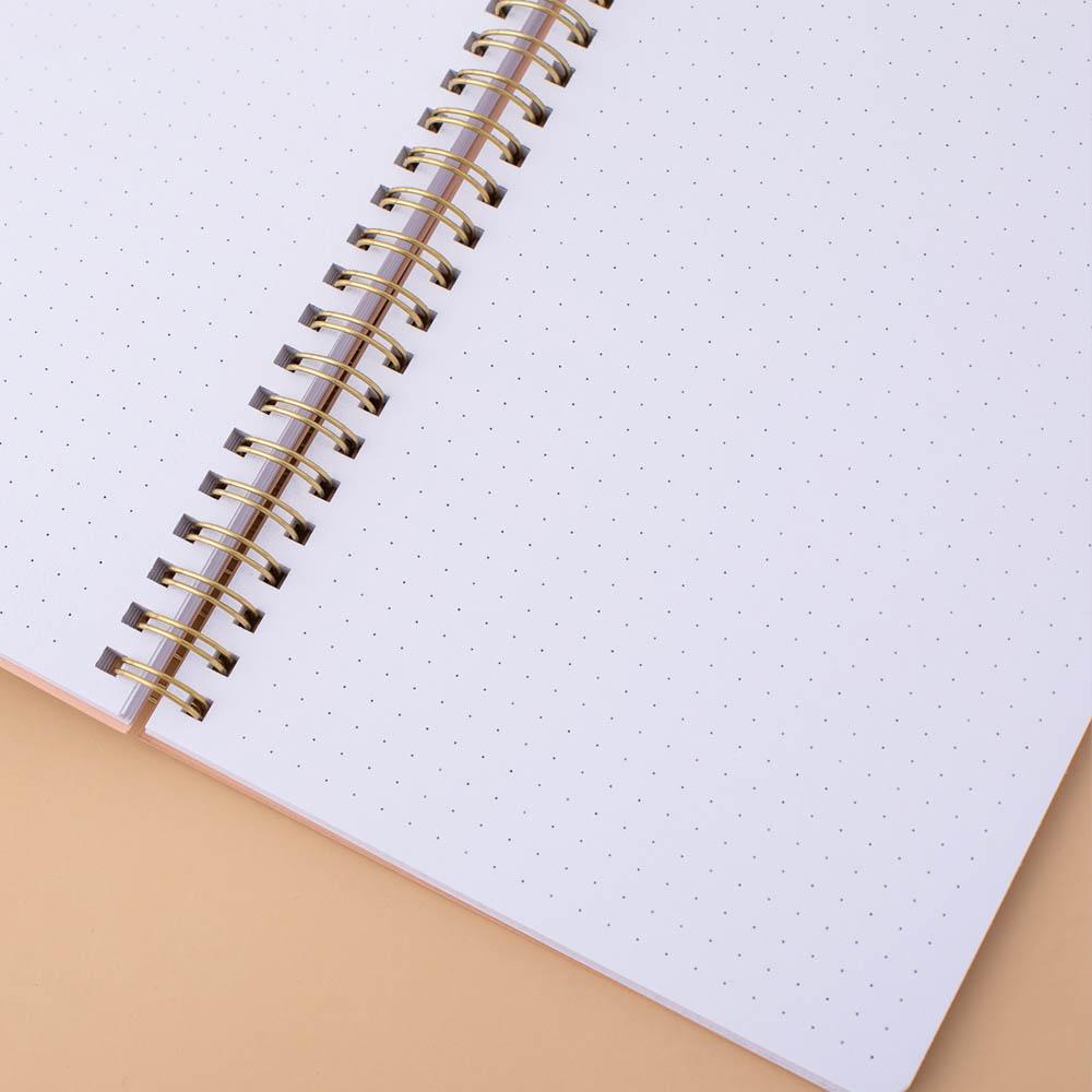 Tsuki honey peach floral ringbound notebook close up on paper in peach background