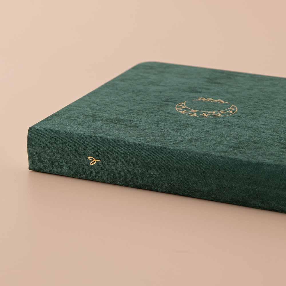 Tsuki ‘Midnight Garden’ Limited Edition Bullet Journal spine on beige background