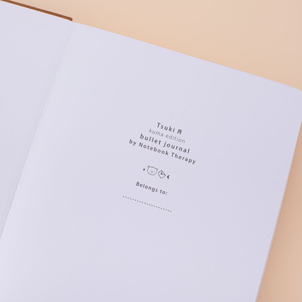 Front cover page of the tsuki kuma bullet journal