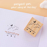 Golden Hour bullet journal playlist stamp stamped on bullet journal with the words “my favourite song’ written over it