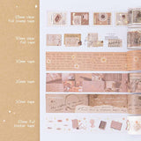 Tsuki Light Academia Washi Tape Set swatch on white page dotted bullet journal