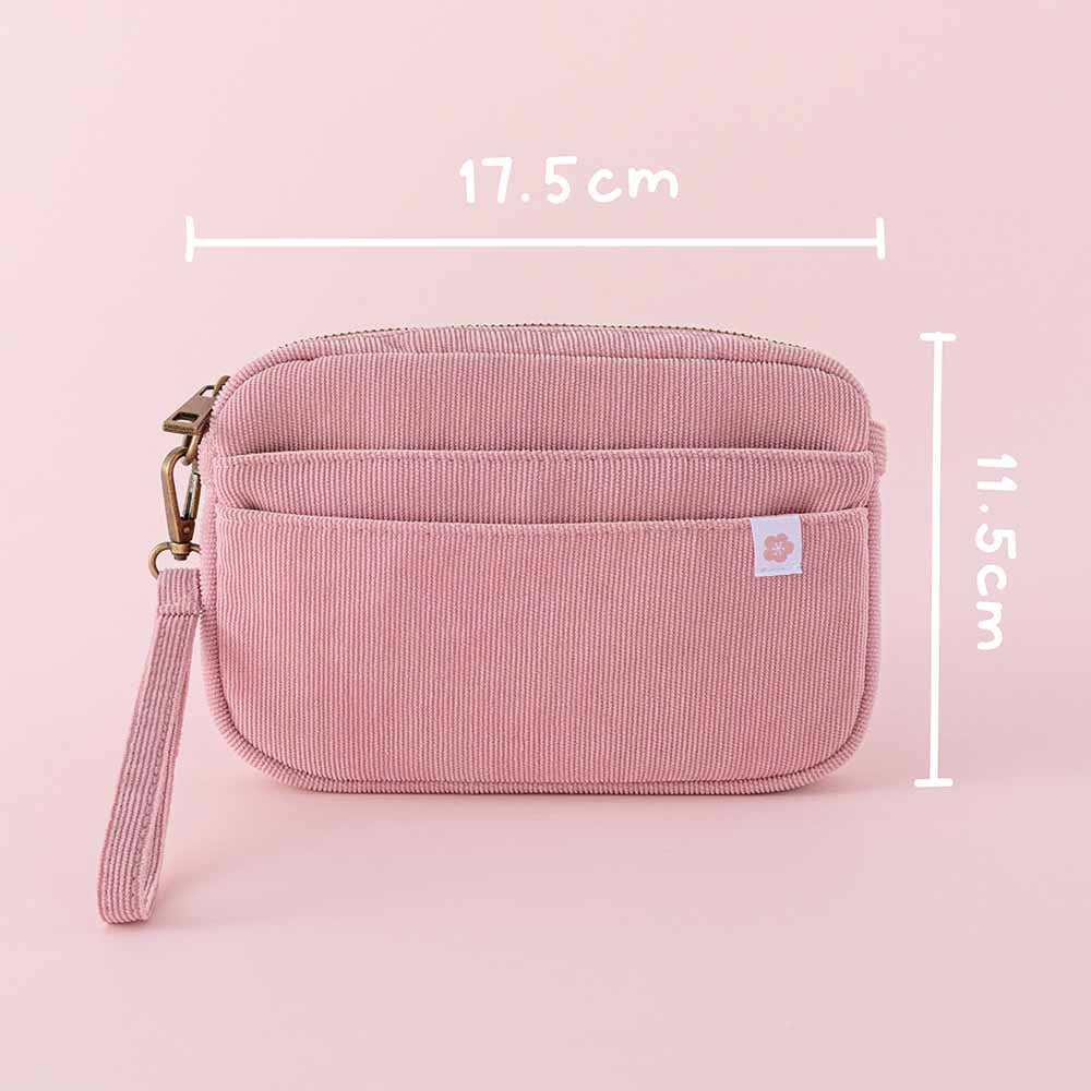Tsuki ‘Sakura Journey’ Travel Pouch measuring 17.5cm by 11.5cm in pink background