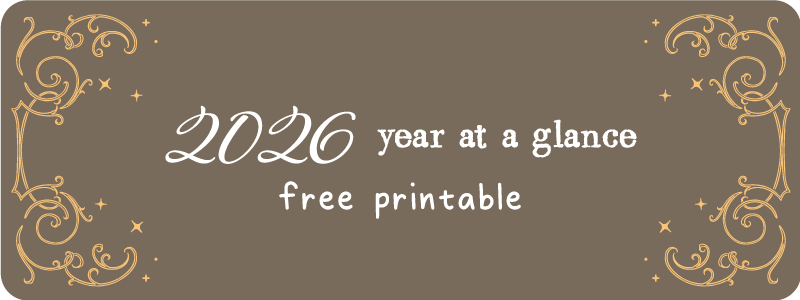 2026 Year at a Glance Free Bullet Journal Printable 📆