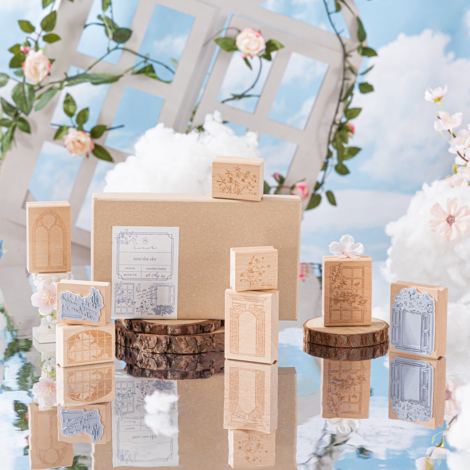 Hinoki - ‘Into the Sky’ Engraved Wooden Stamp Set