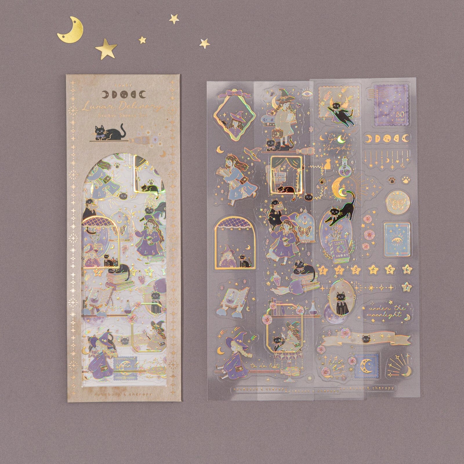 Tsuki ‘Lunar Delivery’ 3D Holographic Foil Luxury Sticker Set ☾