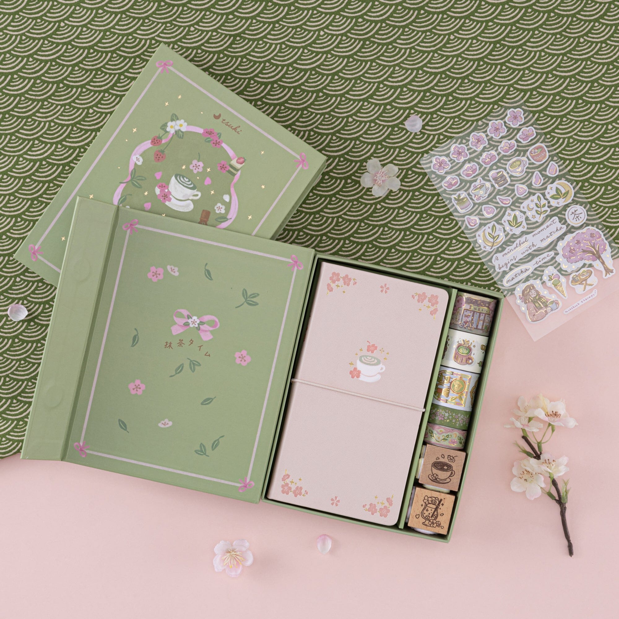 Tsuki ‘Matcha Bloom’ Travel Notebook Gift Set ☾
