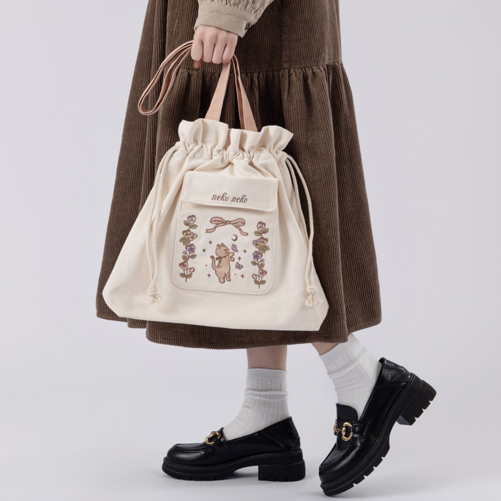 Tsuki ‘Vintage Neko’ Limited Edition Embroidered Tote Bag ☾