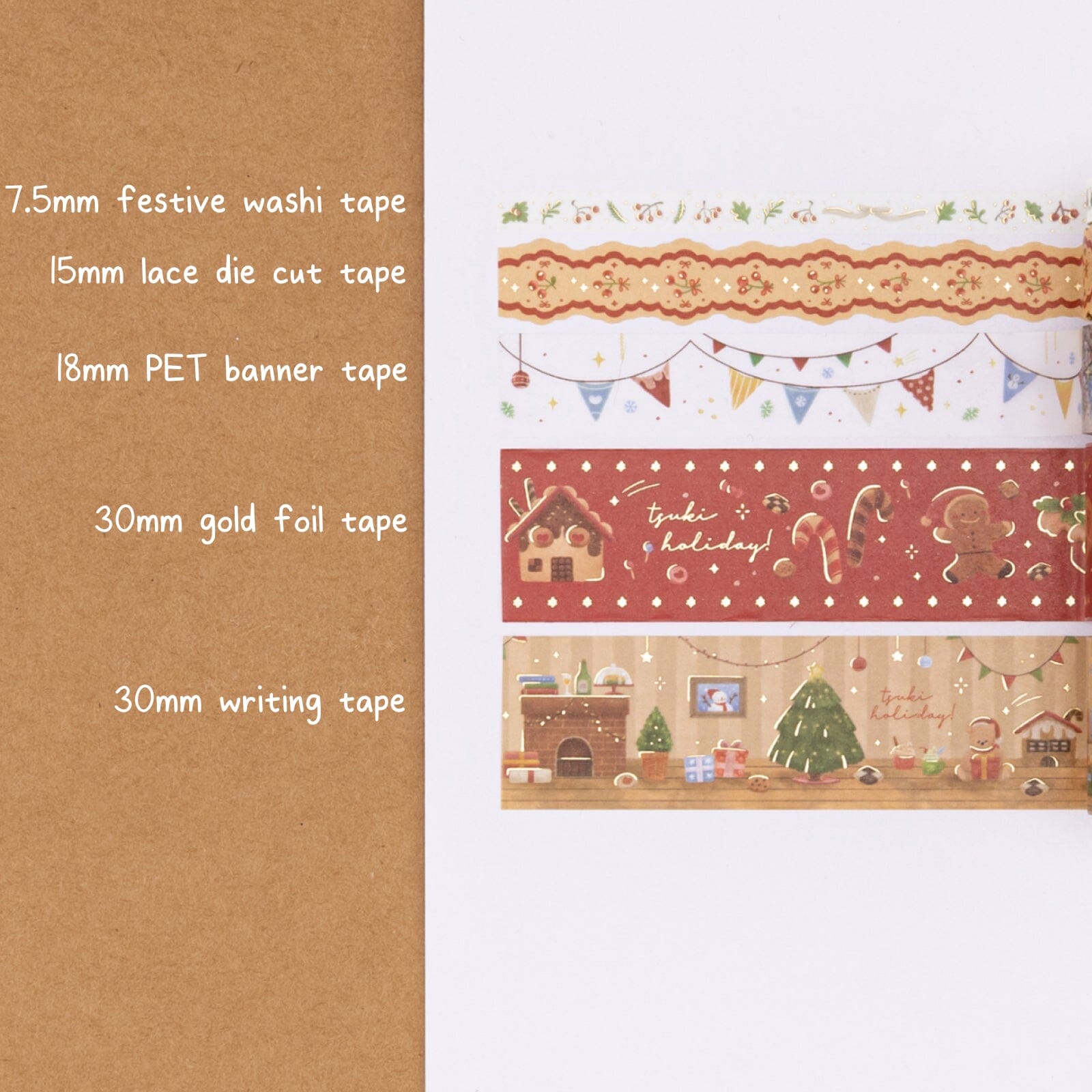 Tsuki Holiday Christmas Washi Tape Set ☾