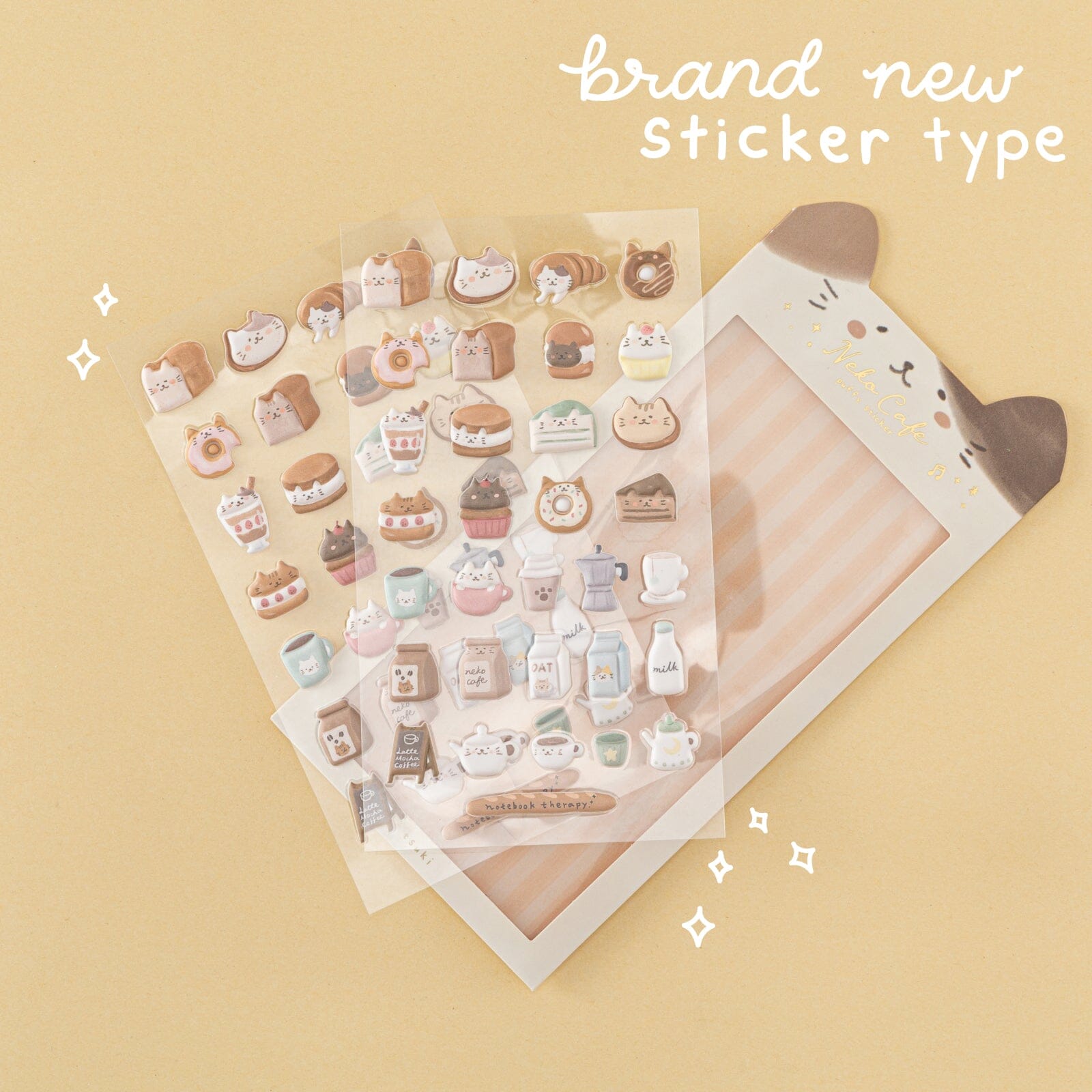 Tsuki ‘Neko Cafe’ 3D Puffy Sticker Set ☾