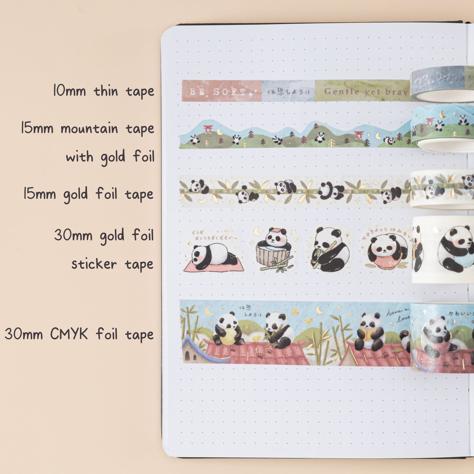 Tsuki ‘Playful Panda’ Washi Tape Set ☾