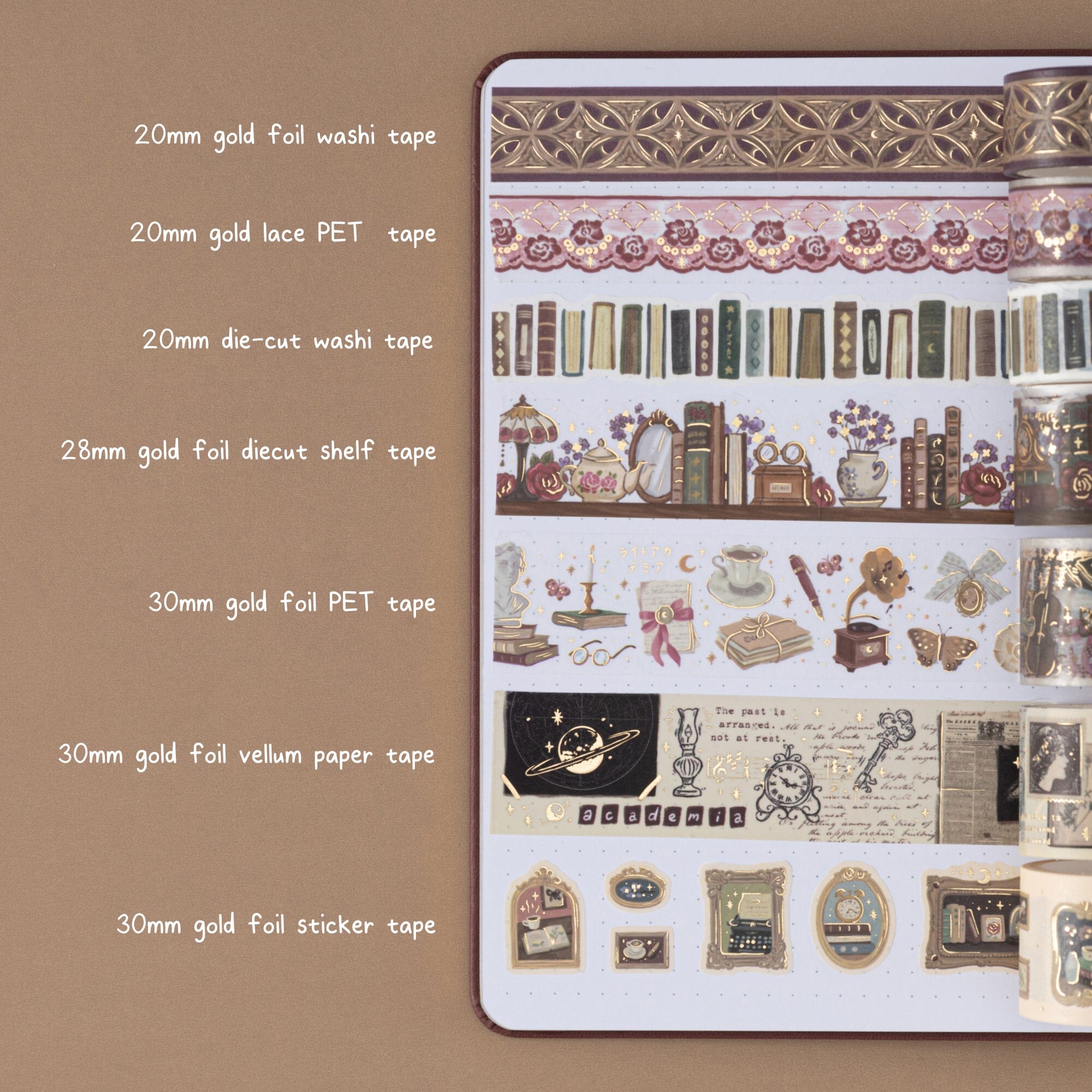 Tsuki ‘Vintage Academia’ Washi Tape Set ☾