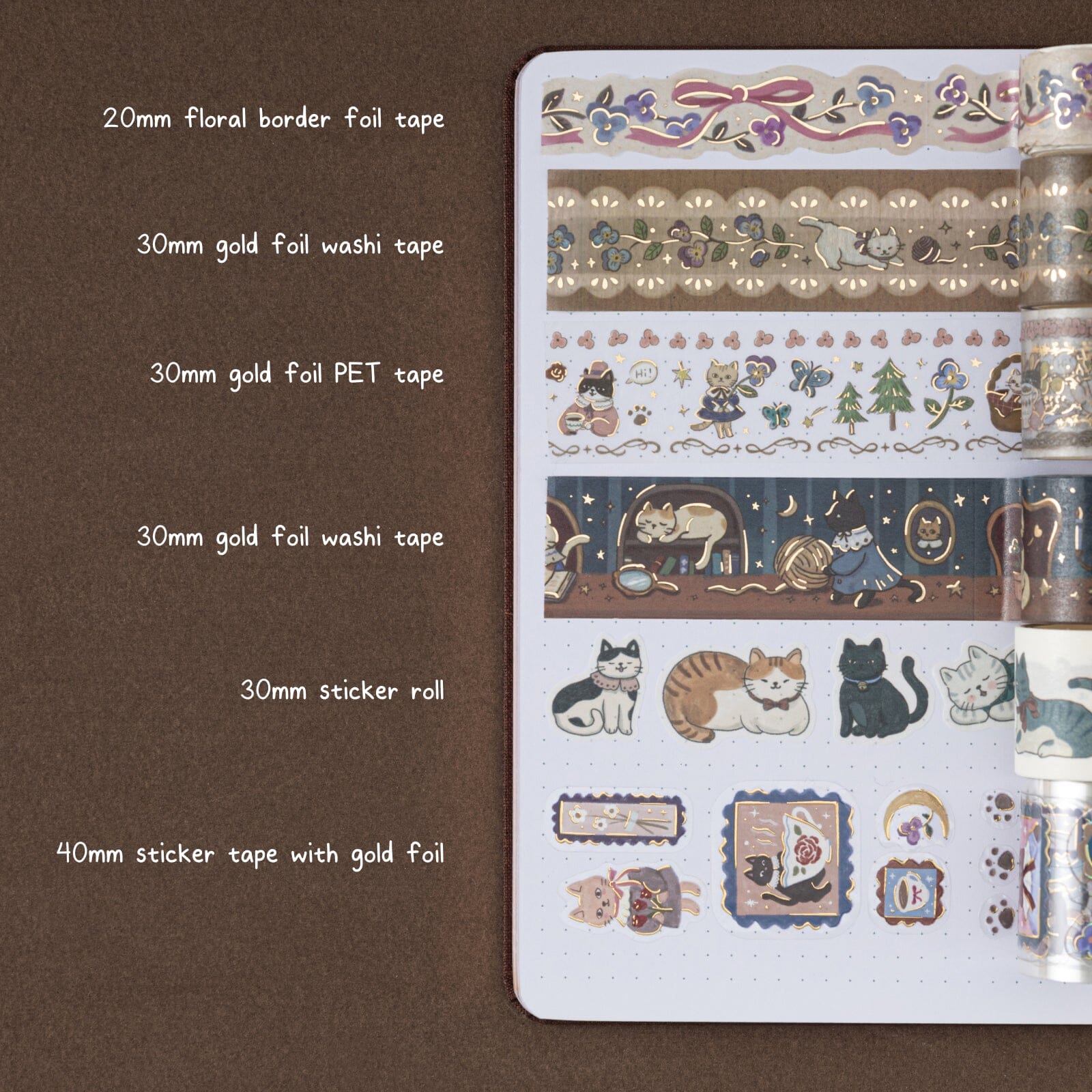 Tsuki ‘Vintage Neko’ Washi Tape Set ☾