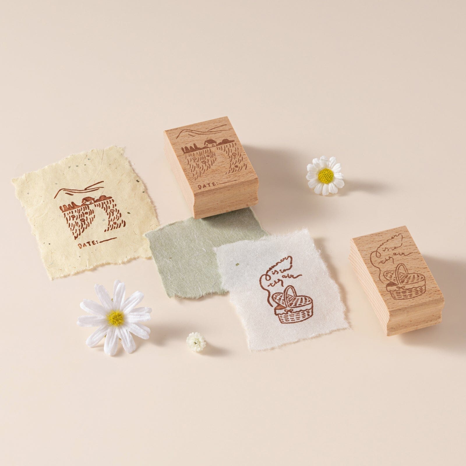 Hinoki - ‘Into the Meadow’ Engraved Wooden Stamp Set