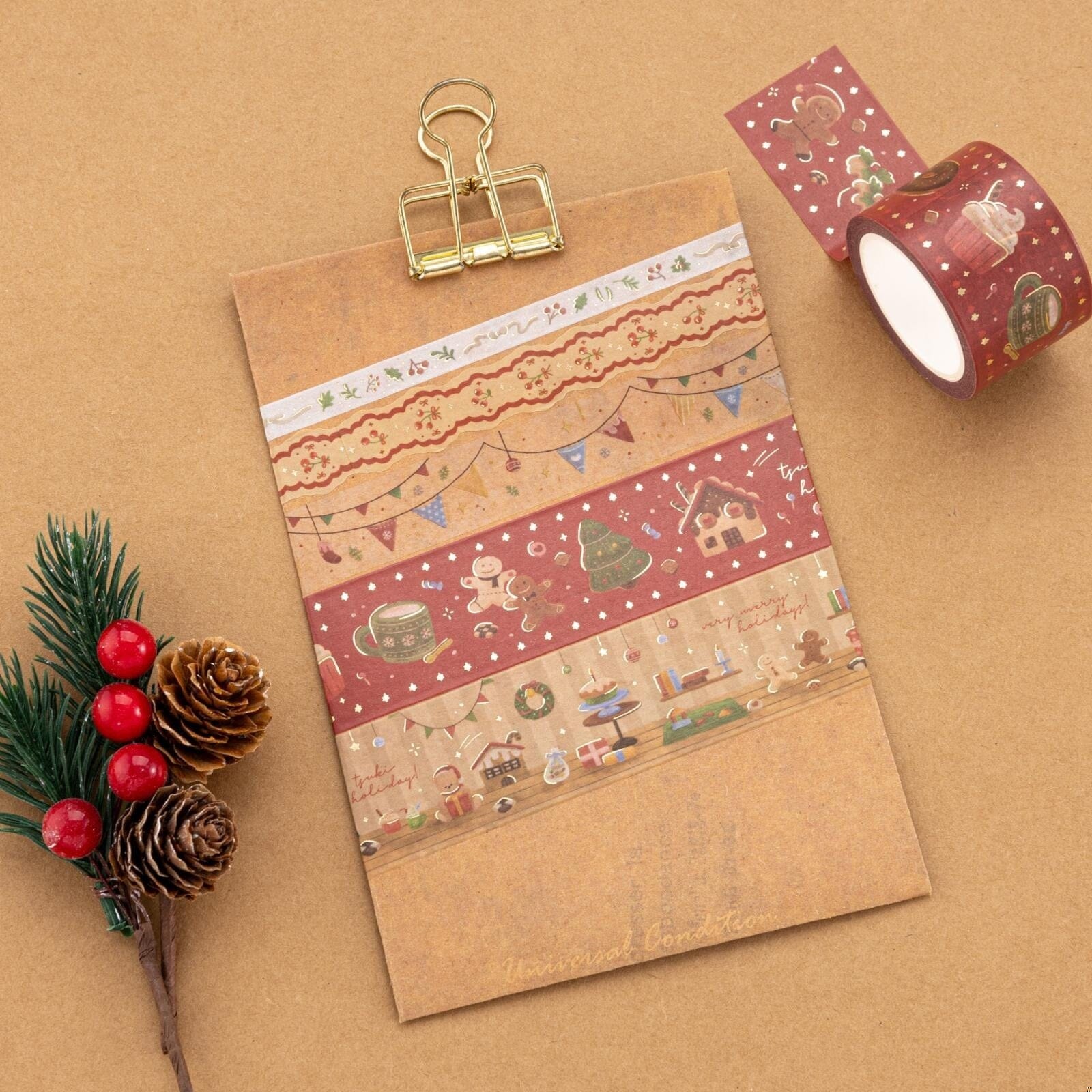 JIANWU 300cm Holiday Christmas Eve Bronzing Washi Tape DIY Journal Gift Box  Decoration Cute Christmas Masking Tapes Stationery