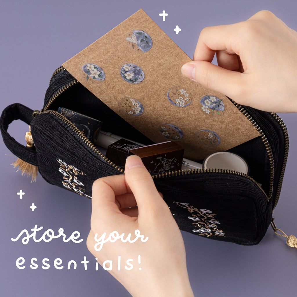 Tsuki ‘Moonflower Magic’ Travel Pen Pouch ☾ – NotebookTherapy