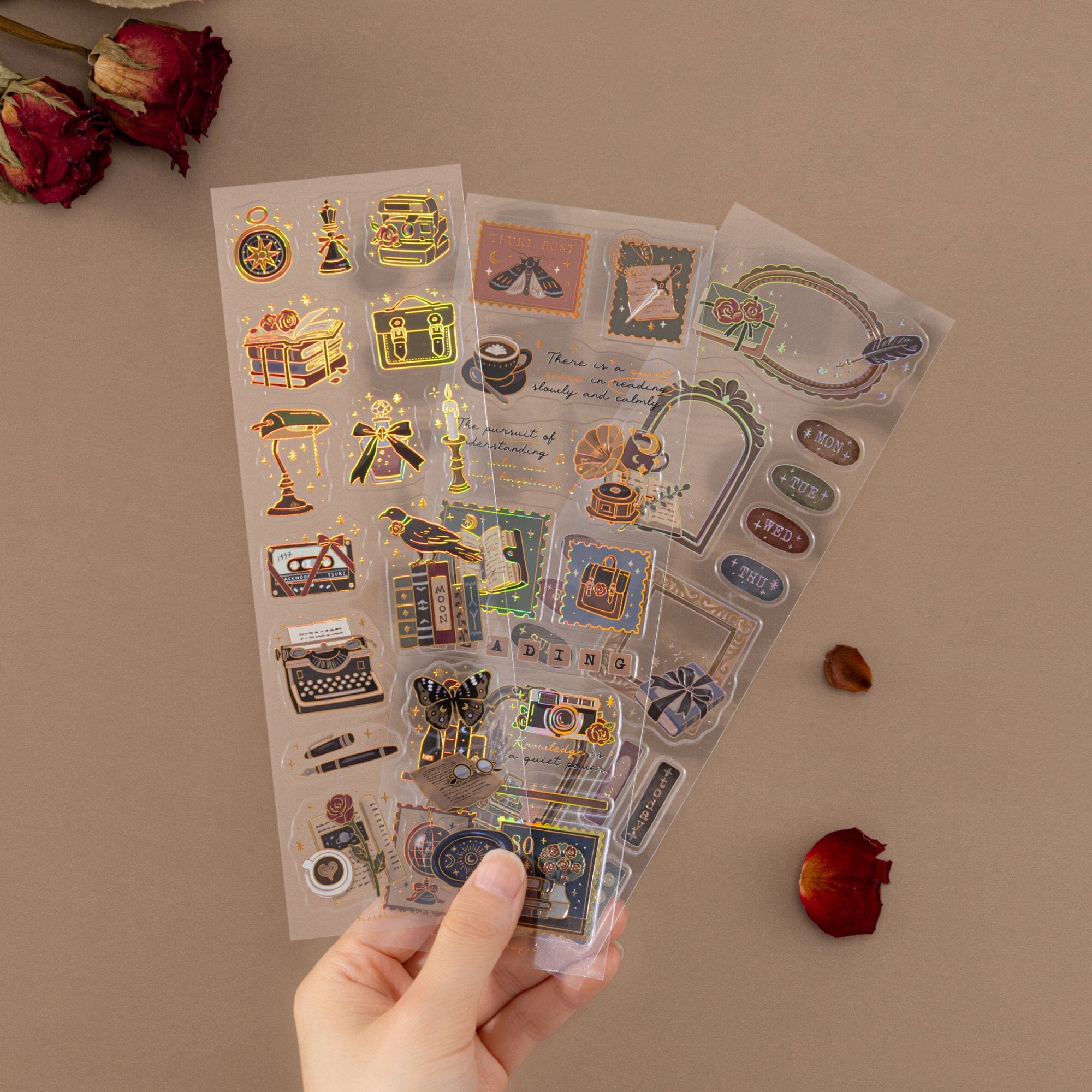 Tsuki ‘Dark Academia’ 3D Foil Sticker Set ☾