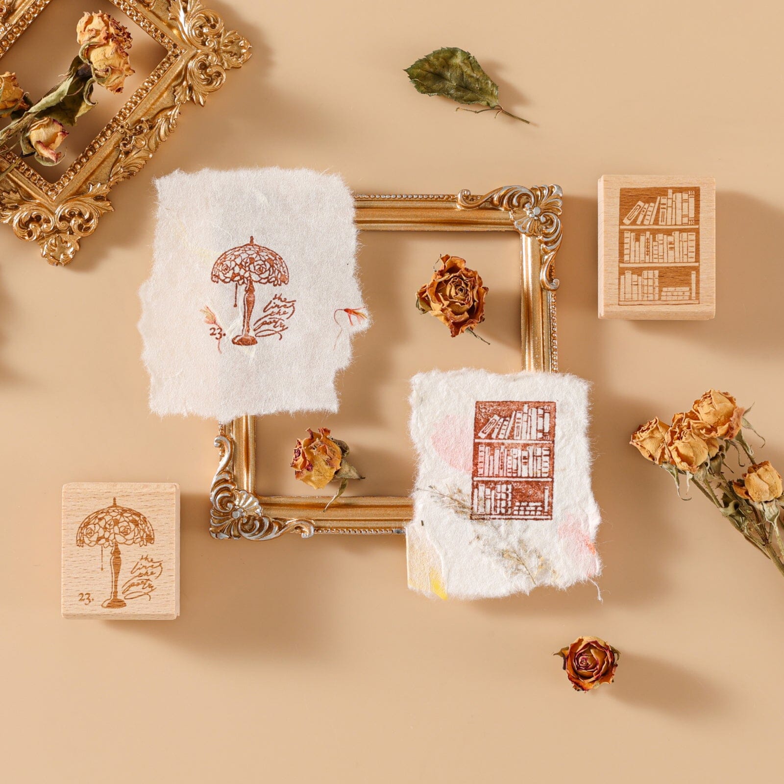 Hinoki - ‘Into the Library’ Engraved Wooden Stamp Set