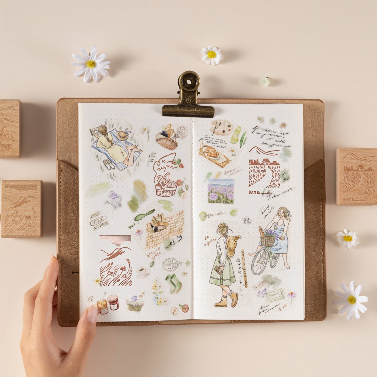 Hinoki - ‘Into the Meadow’ Engraved Wooden Stamp Set