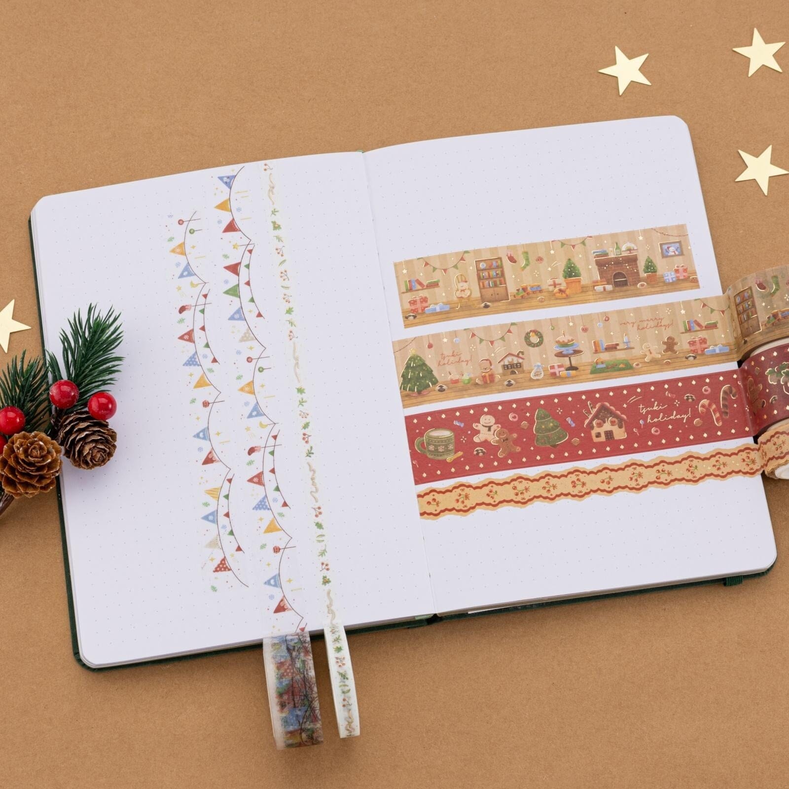 Santas Holiday Village House Washi, Journaling Tapes