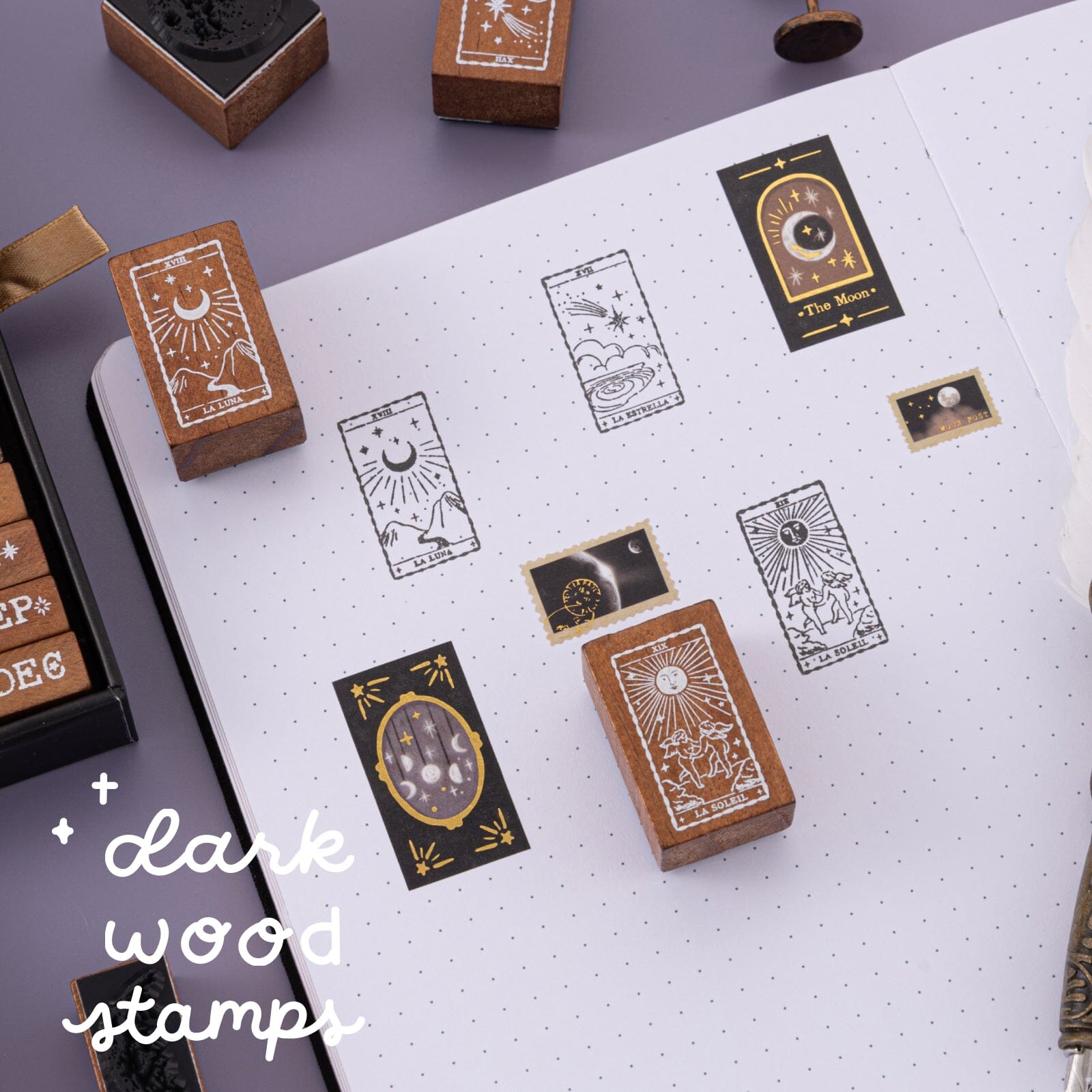 Note Journal Stamp Tsuki ‘Lunar Mystery’ Bullet Journal Stamp Set ☾ – NotebookTherapy