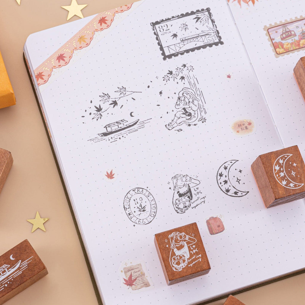 Note Journal Stamp Tsuki ‘Maple Journey’ Bullet Journal Stamp Set ☾ – NotebookTherapy