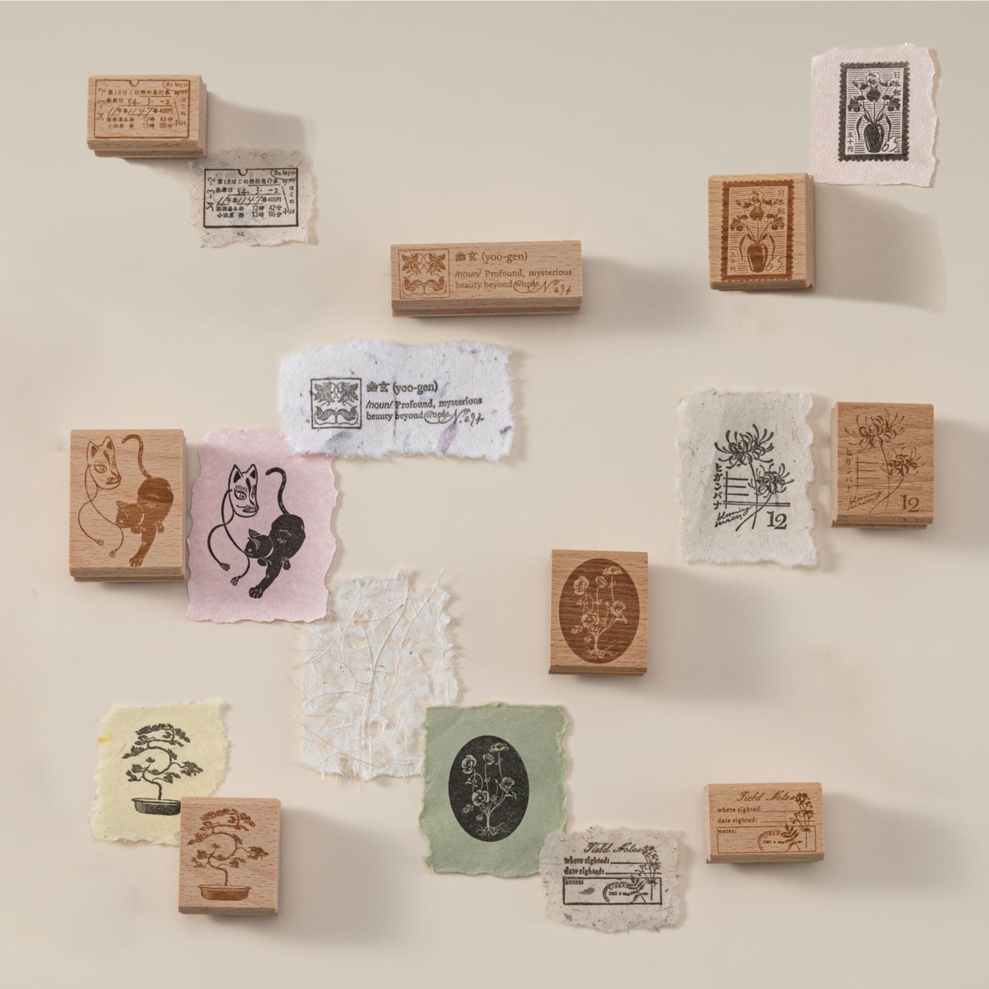 Hinoki - ‘The Wandering Botanist’ Engraved Wooden Stamp Set
