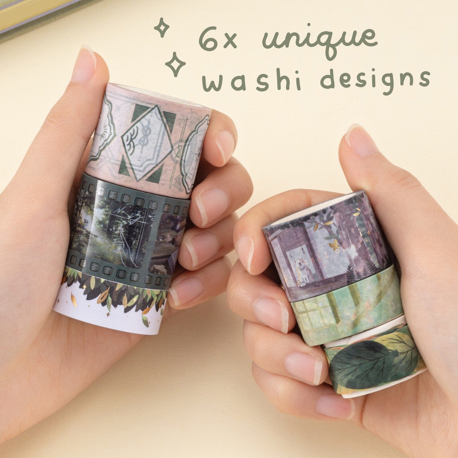 6x unique washi designs with forest theme