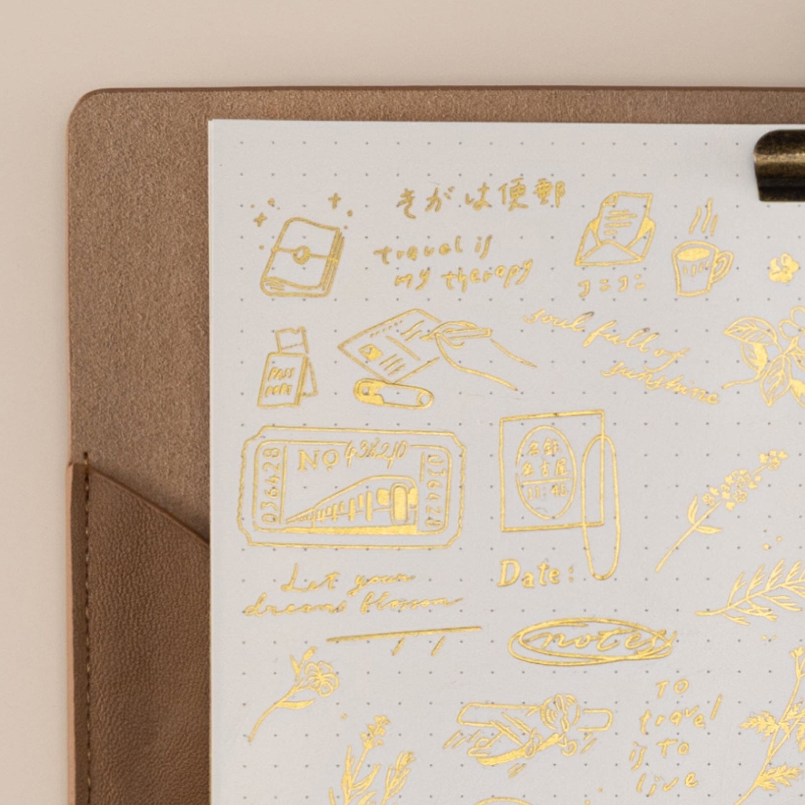 Hinoki - ‘Daily Essentials’ Gold Foil Print-On Sticker Set