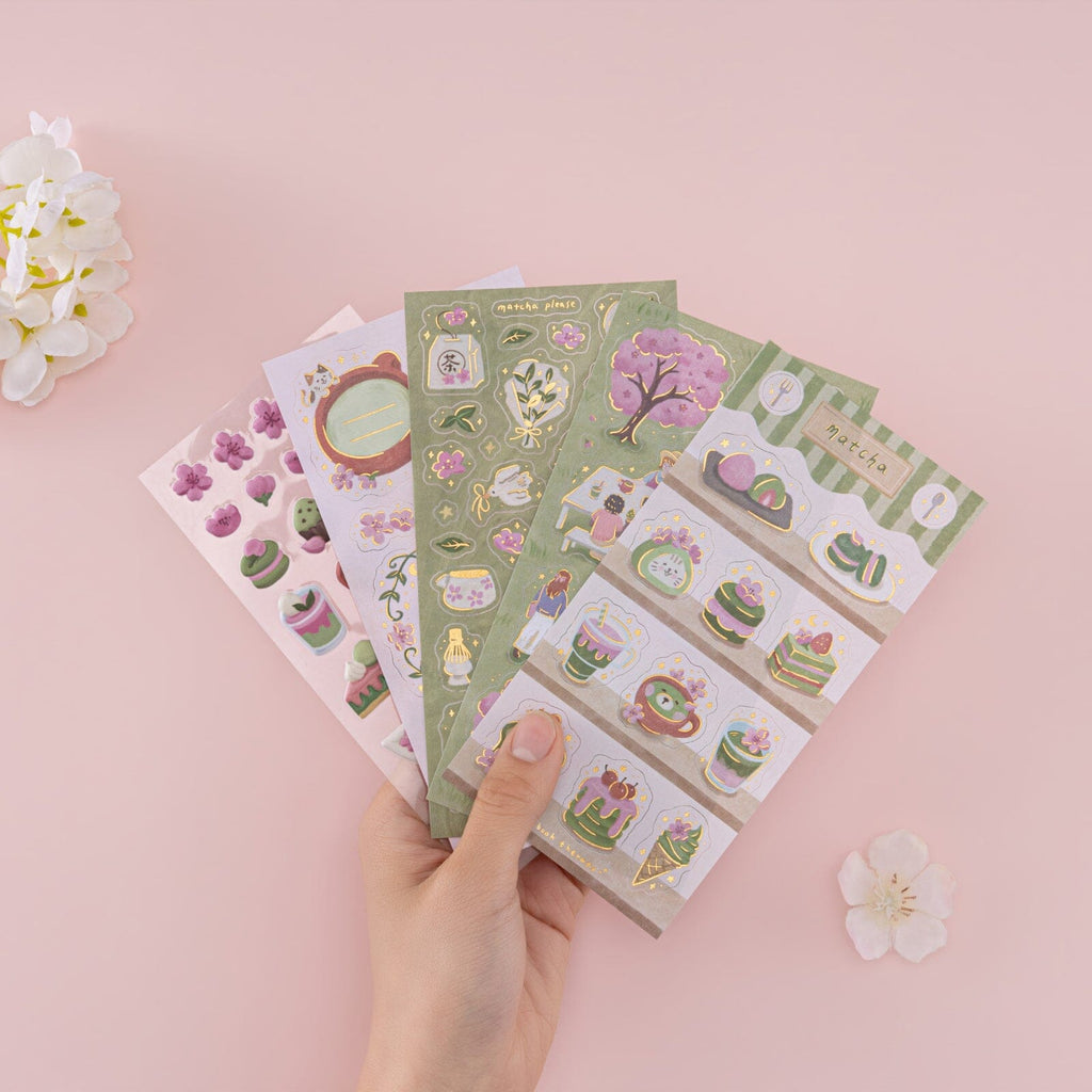 Tsuki ‘Matcha Bloom’ Sticker Set ☾ – NotebookTherapy