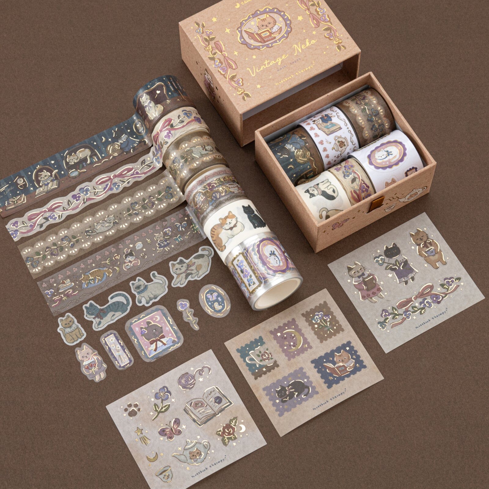 Tsuki ‘Vintage Neko’ Washi Tape Set ☾
