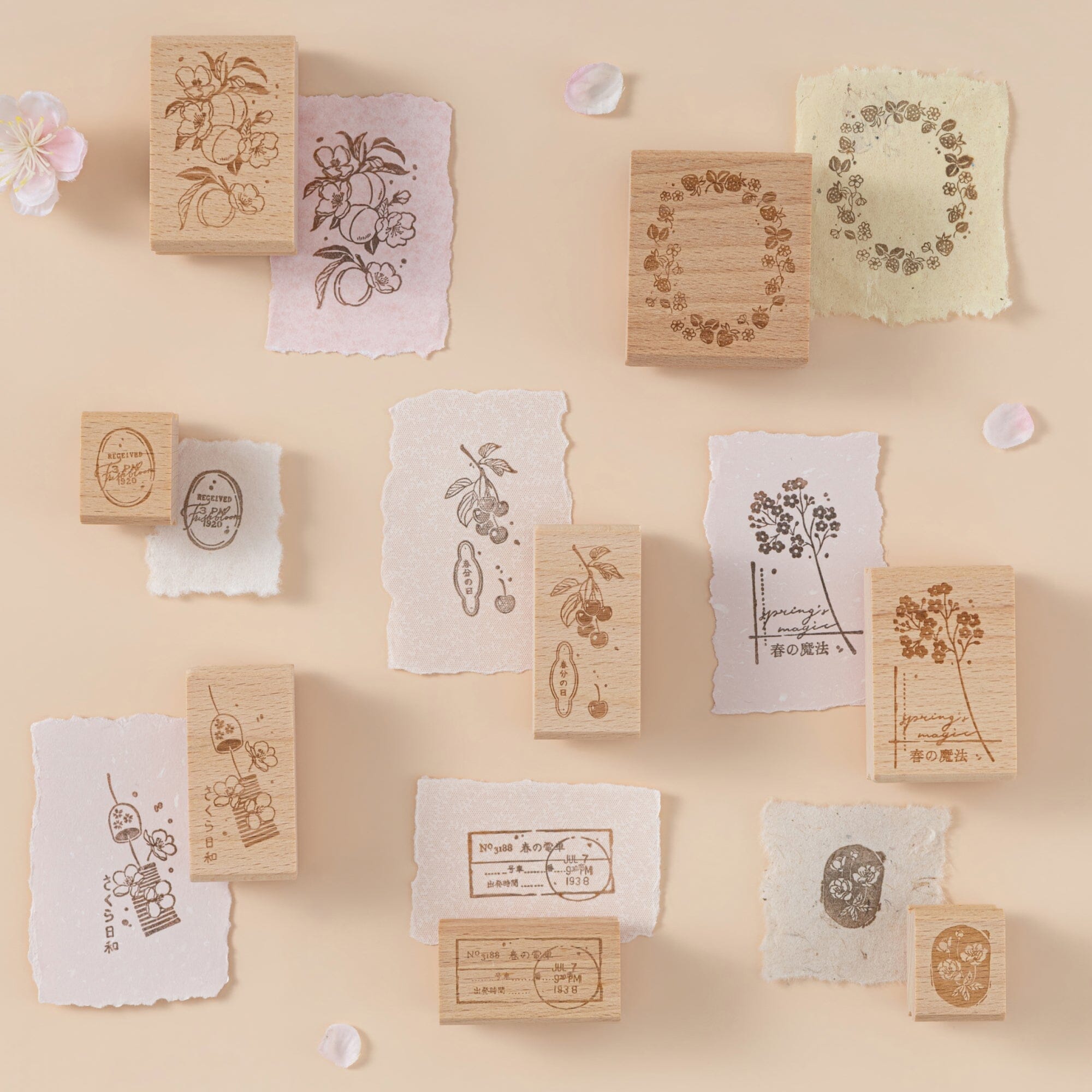 Hinoki - ‘Into the Spring’ Engraved Wooden Stamp Set